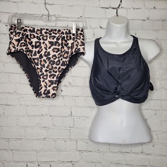 Women's 2 Piece High Waist Twist Bikini Set Large - Picture 1 of 5